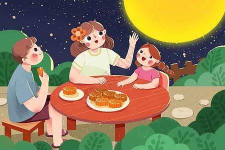 Enjoy the moon and eat moon cakes on the Mid Autumn Festival